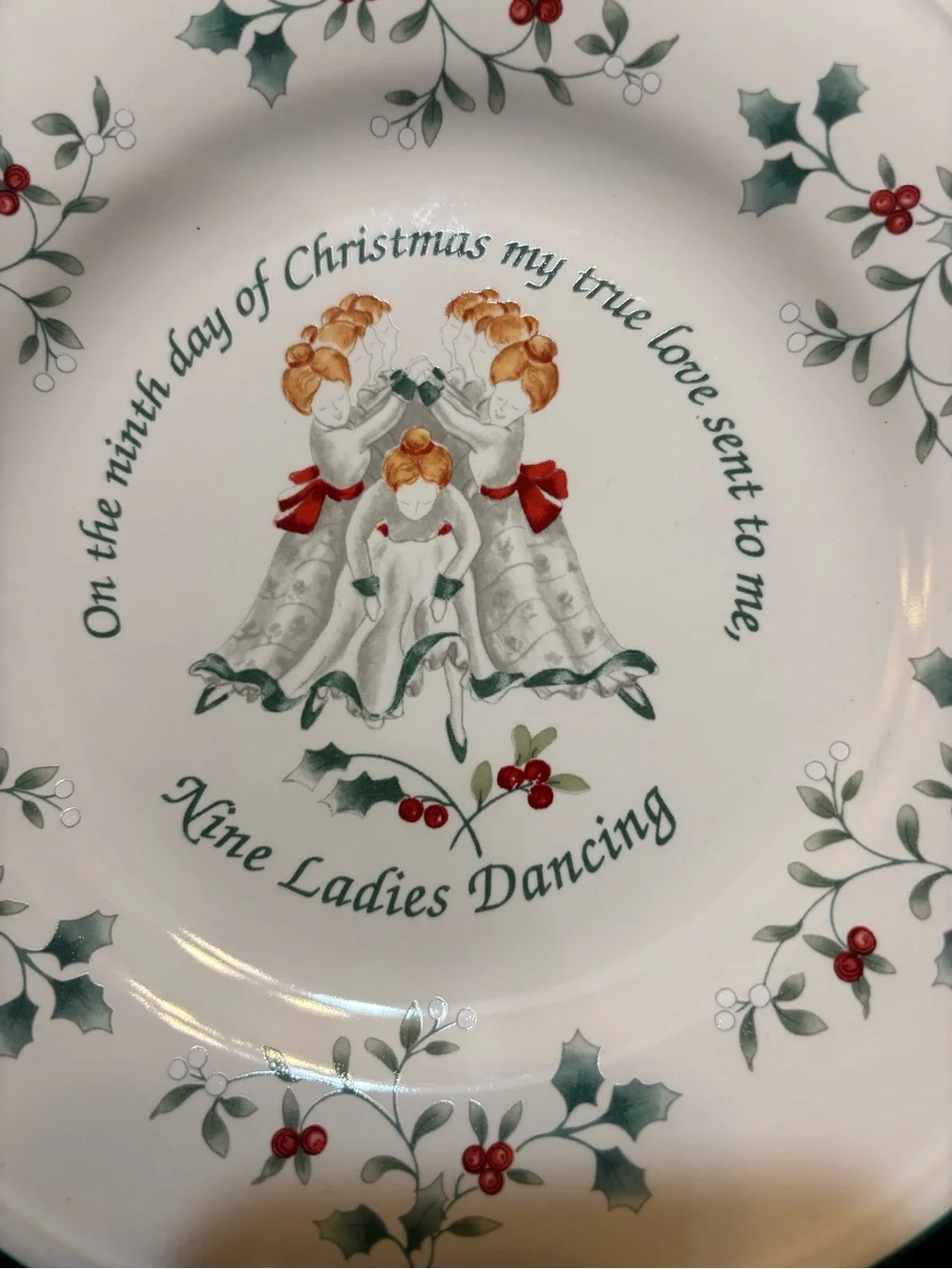 Pfaltzgraff Nine Ladies Dancing 8” plate #9 of 12 Days of Christmas series
